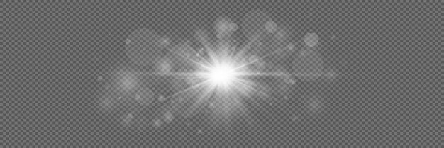 flash light effect a bright star with a glare of light explosion of rays and dust particles