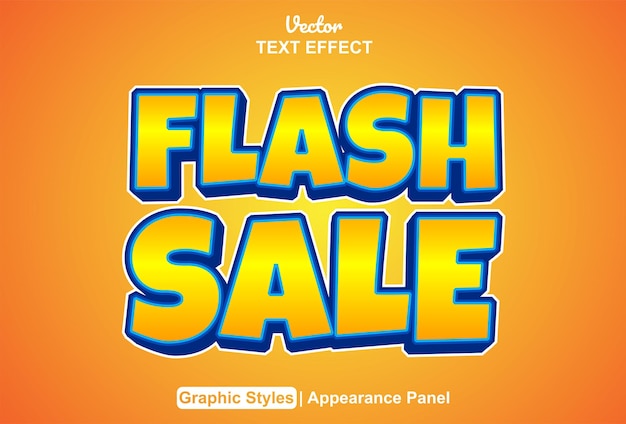 Flash sale text effect with orange graphic style and editable