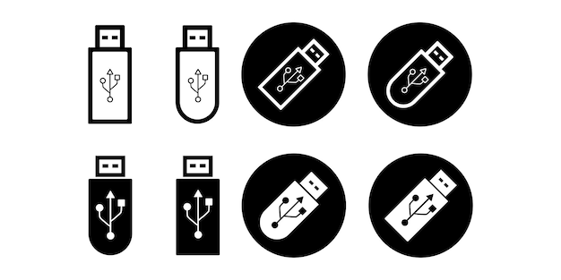 Flash usb drev vektor ikon Sæt af lash disk til lagring hukommelse