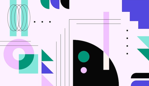 Flat abstract background with geometric cute color shapes vector