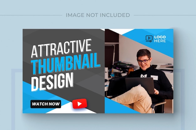 Flat abstract business youtube video thumbnail or web banner design template