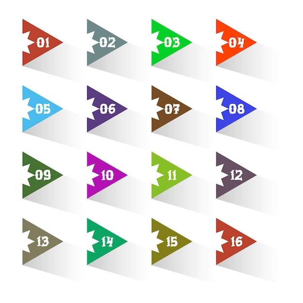 Flat arrow colorful bullet point collection