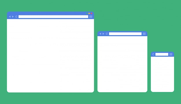 Flat blank browser windows for different devices