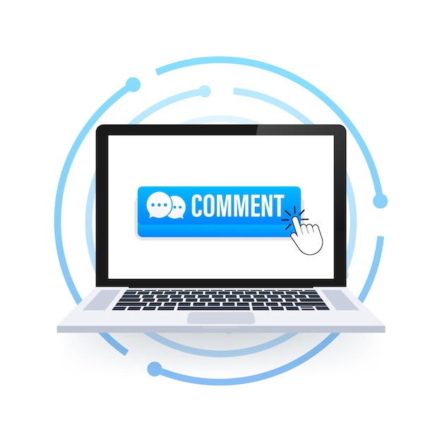 Flat blue comment button Flat vector Computer mouse click Navigation pointer