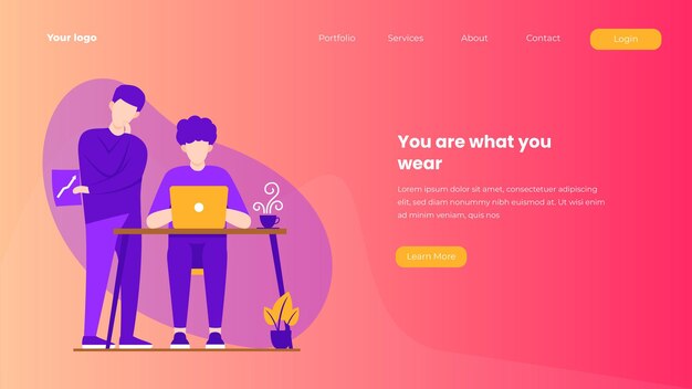 Flat business landing page template 4