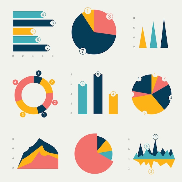 Flat charts graphs Vector design
