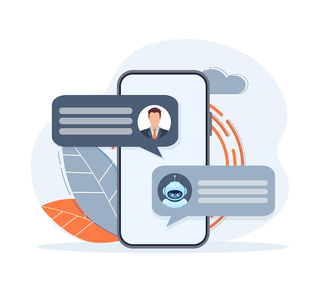 flat chat bot for web design flat isometric vector illustration artificial intelligence