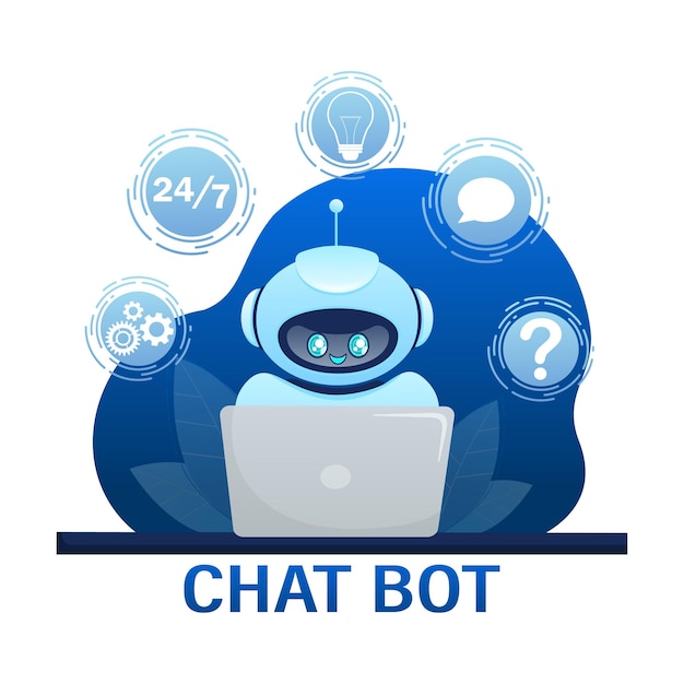 Flat chat bot for web design Flat isometric vector illustration Artificial intelligence