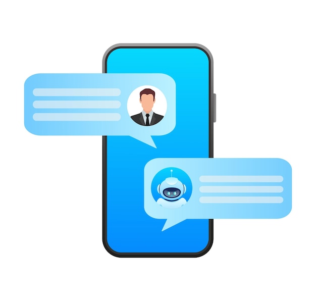 flat chat bot for web design flat isometric vector illustration artificial intelligence