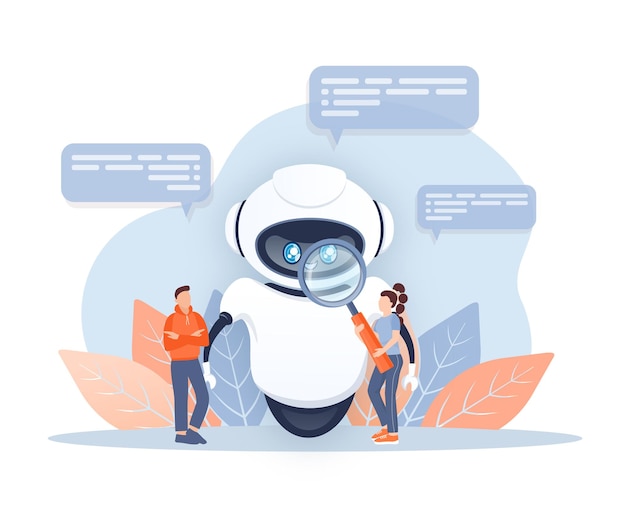 flat chat bot for web design flat isometric vector illustration artificial intelligence