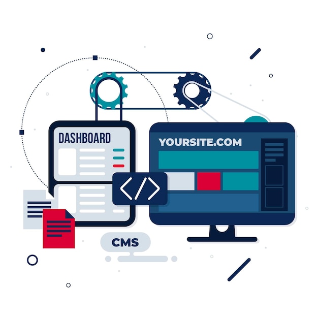 flat cms concept illustration