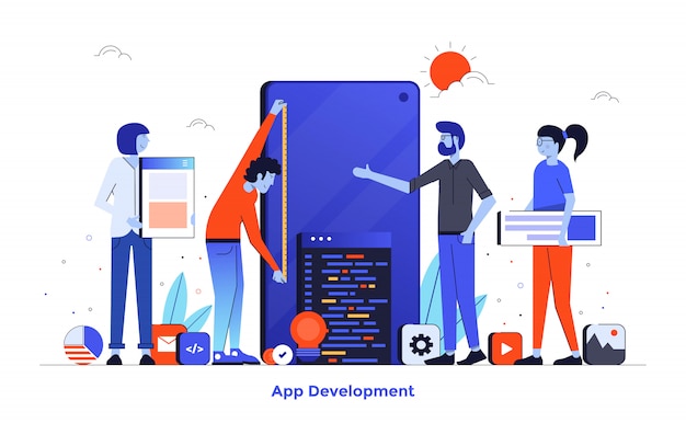 Flat color Modern Illustration design - App Development