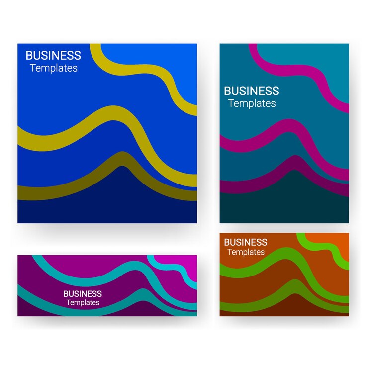 Vektör flat color wave texture patterns business templates for print