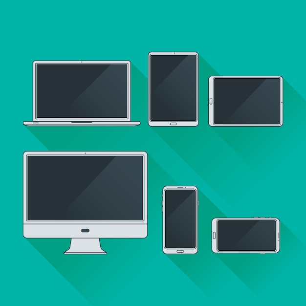 Flat Computer and Gadget Outline Pack