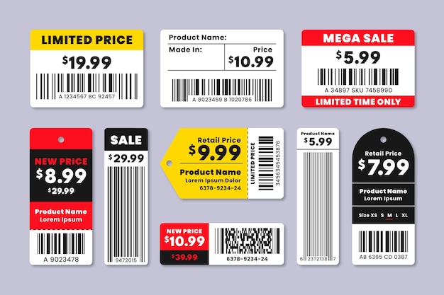 Flat design barcode collection set