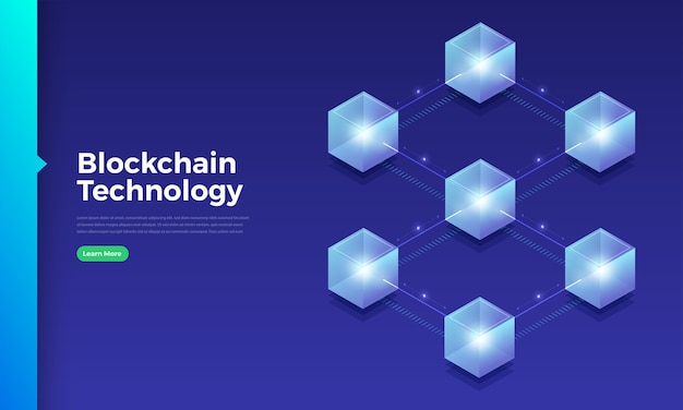 Flat design concept blockchain and cryptocurrency technology