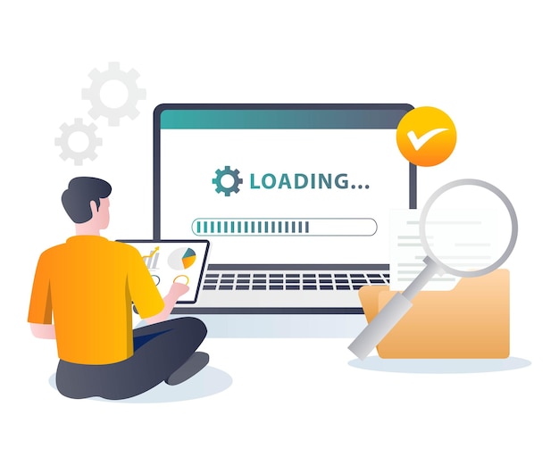 flat design concept  updating and loading