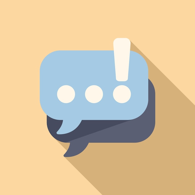 Flat design icon featuring a conversation bubble with an exclamation mark to denote important messaging or alert