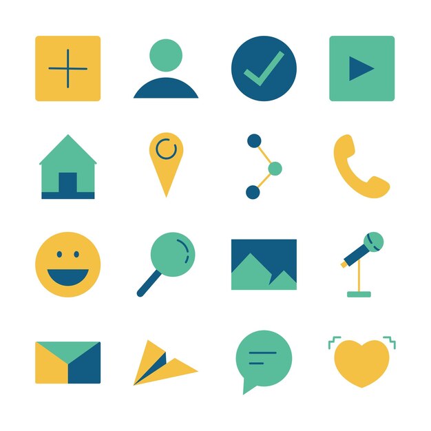 flat design icon set of communication message information digital network business