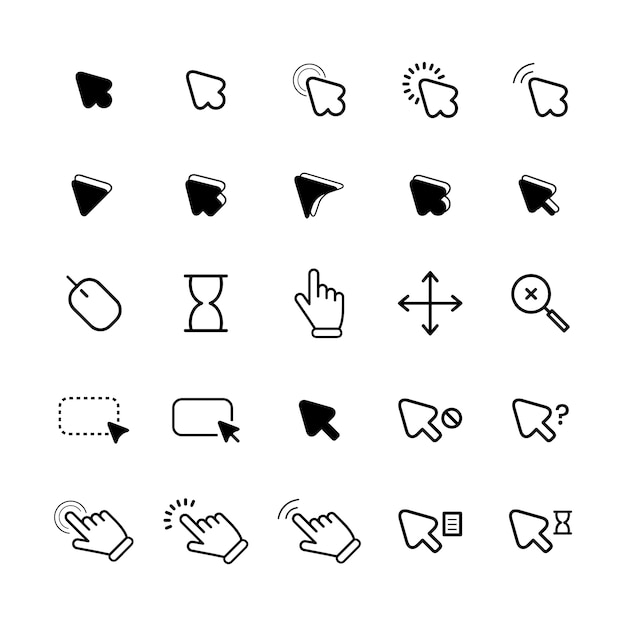 Flat design mouse cursor set