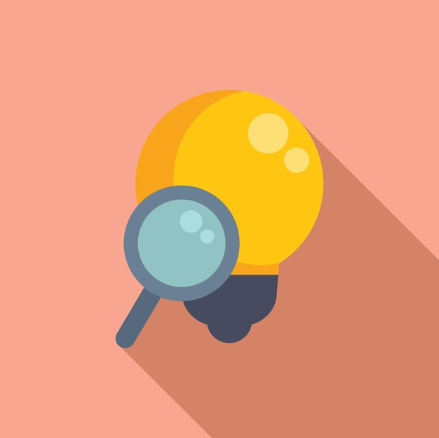 flat design of a light bulb with a magnifying glass symbolizing idea exploration