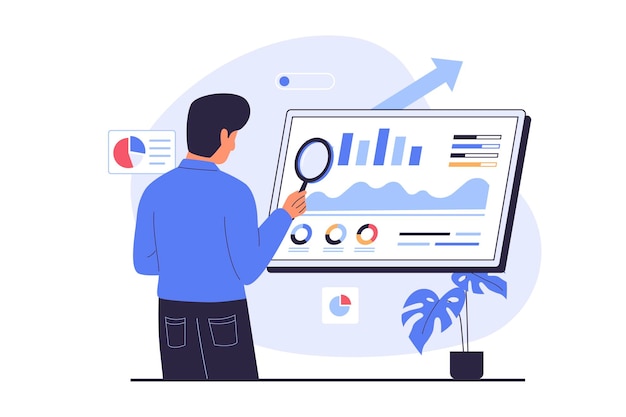 Flat design of Market research concept