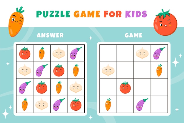 flat design sudoku game for kids
