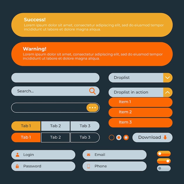 flat design ui kit collection