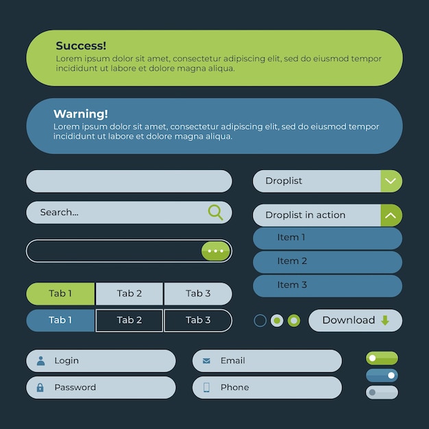 flat design ui kit collection