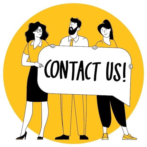 Flat design vector contact us page concept.