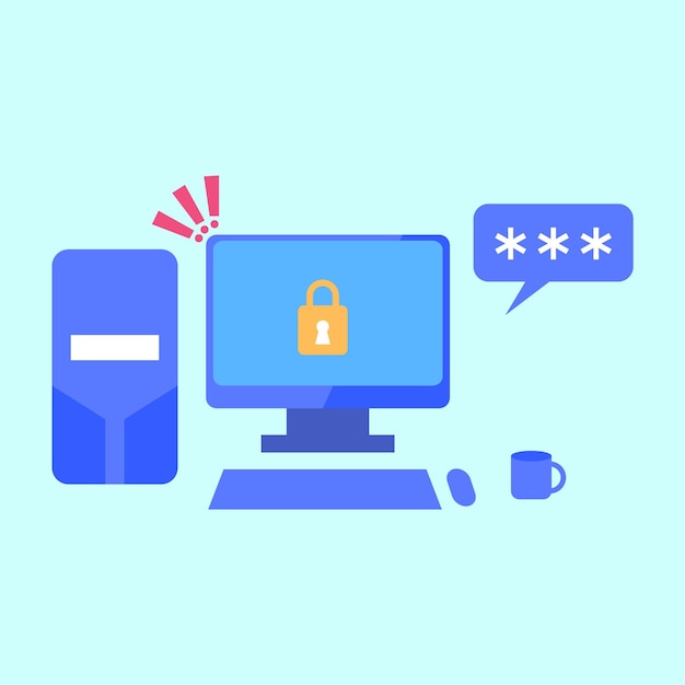 flat design vector illustration part of modern office dekstop acconting media cyber security