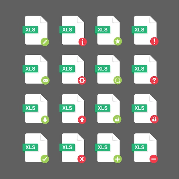 flat design with xls files icon set symbol set vector design element illustration