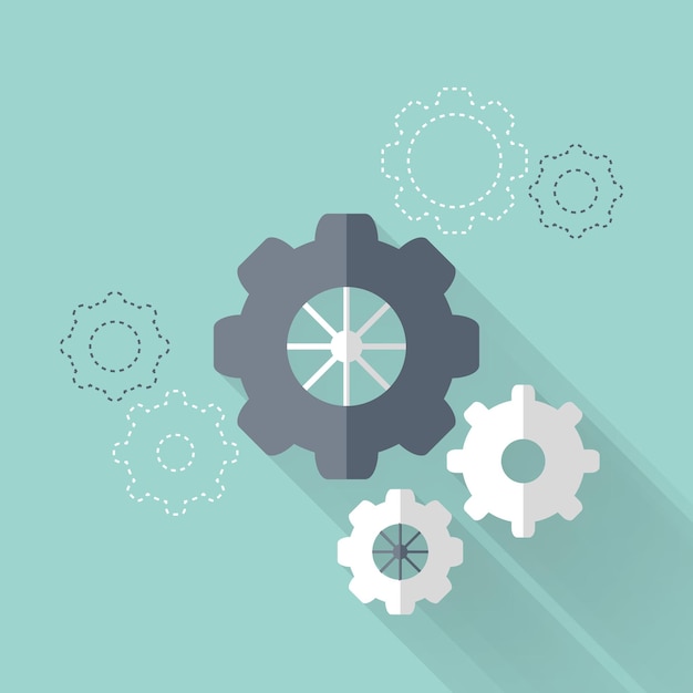 Flat gear wheel icons over mint. Vector illustration