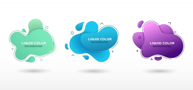 Flat geometric liquid form with gradient colors. 