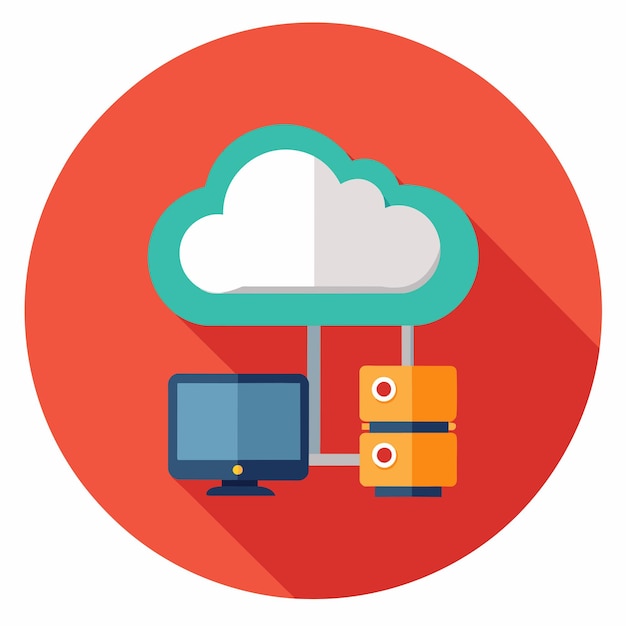 Flat icon of a cloud symbol with a computer representing cloud computing and technology concept Create a minimalist interface that seamlessly integrates voice commands for handsfree control