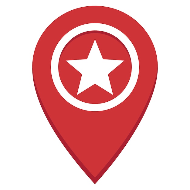 flat icon of location icon with star inside isolated on white background