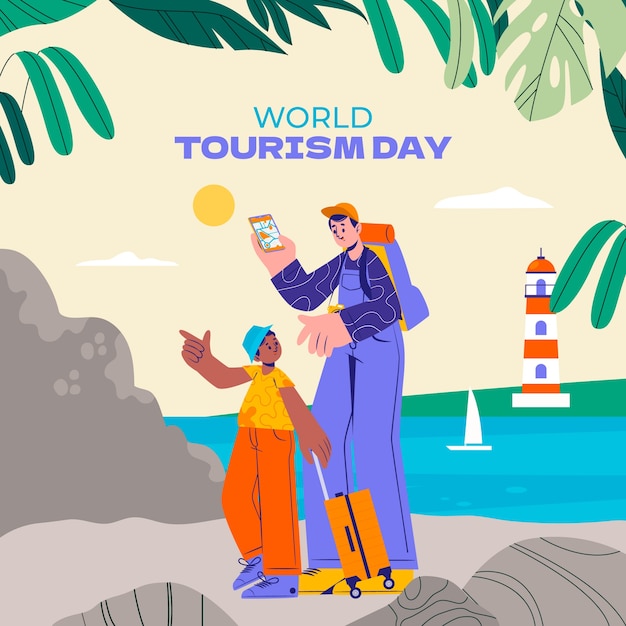 flat illustration for world tourism day celebration