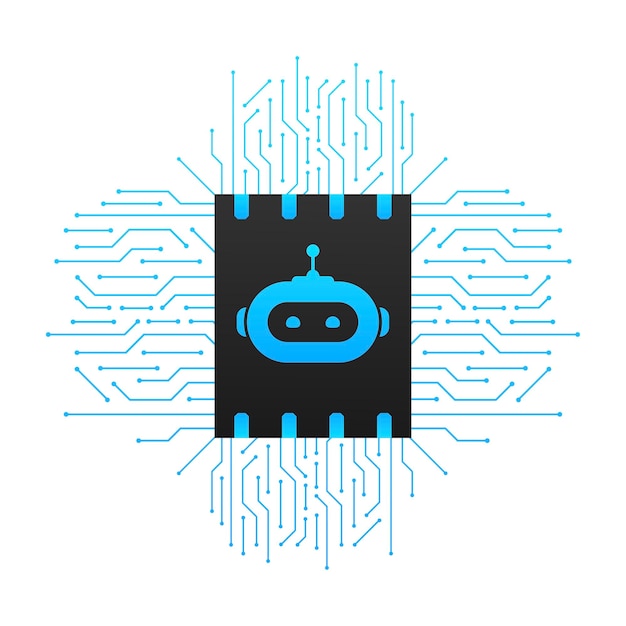 Flat illustration with blue bot Customer support help service flat vector illustration