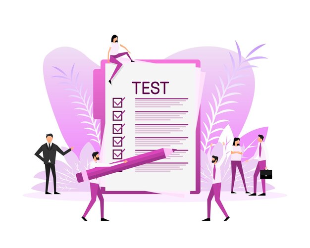 Flat infographic with test people for report design Flat illustration