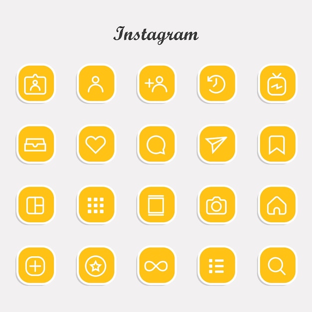 flat instagram icons and notifications set