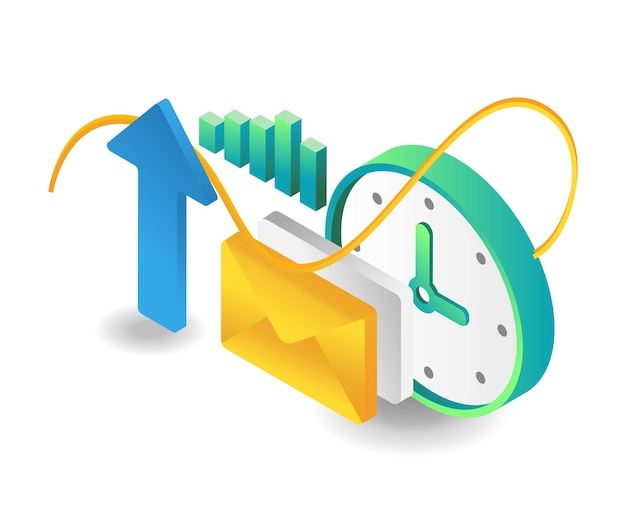 flat isometric illustration concept time to pursue success with investment