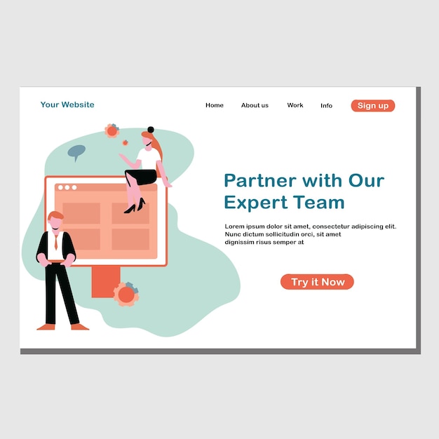 flat landing page simple and vector
