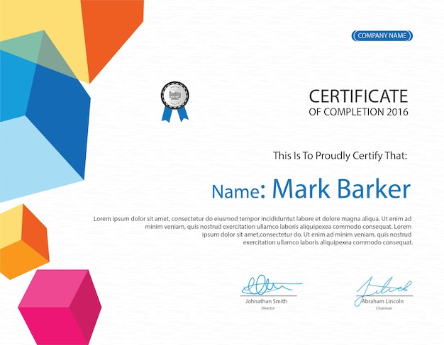 Flat modern certificate template and Certificate of Achievement and Certificate of Completion