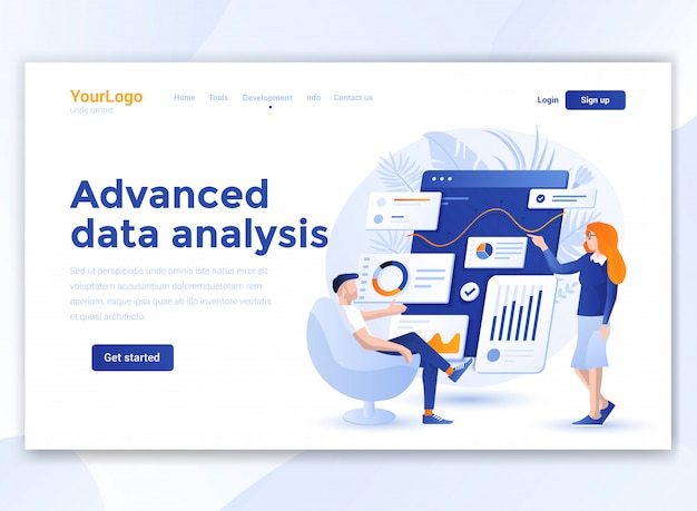 Flat Modern design of wesite template - Advanced Data Analysis