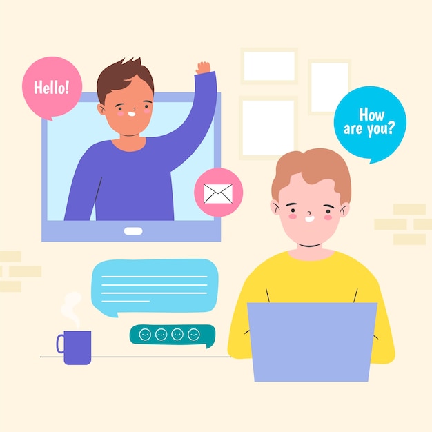 Flat online communication illustration