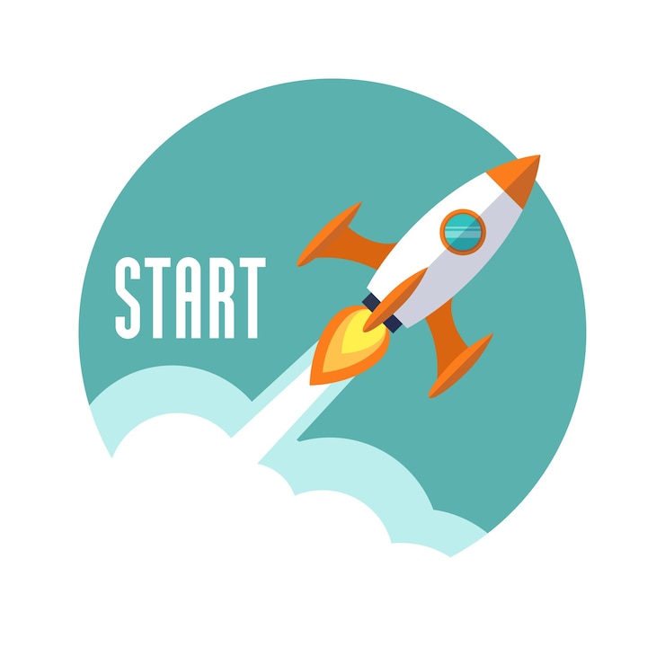 Vektör flat rocket icon. startup concept.