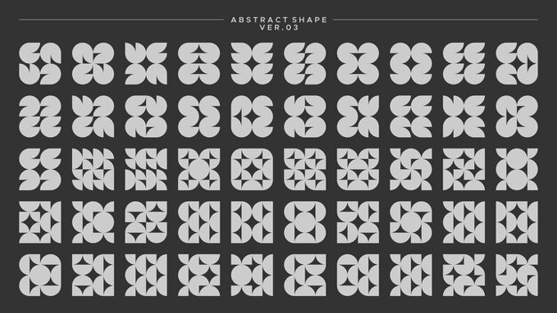 flat round circle bauhaus abstract element basic shape seamless pattern set