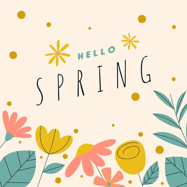 Flat spring celebration greeting card background illustration