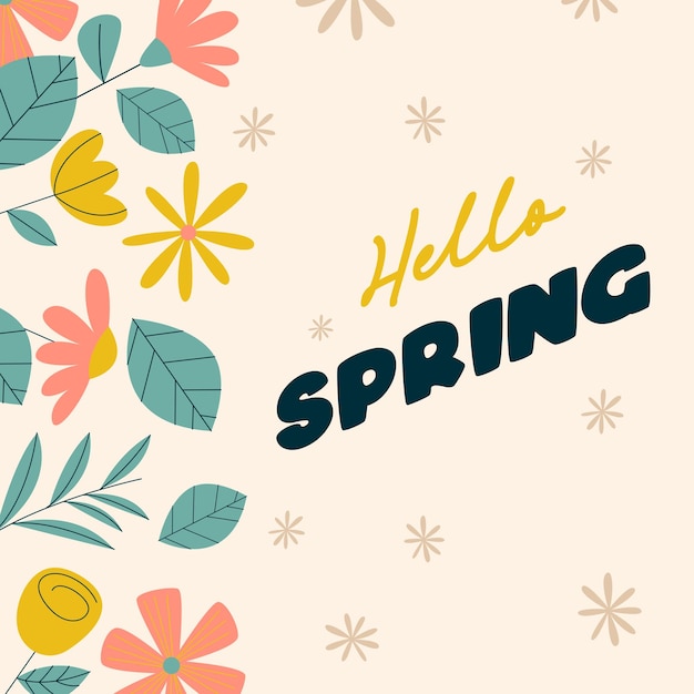 Flat spring celebration greeting card background illustration