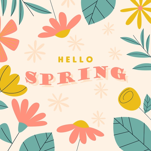 Flat spring celebration greeting card background illustration